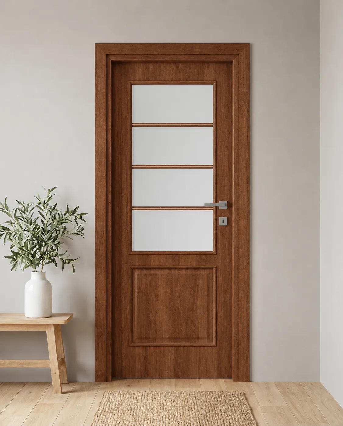 Porta interna laminata TOR-04 in Noce Naz